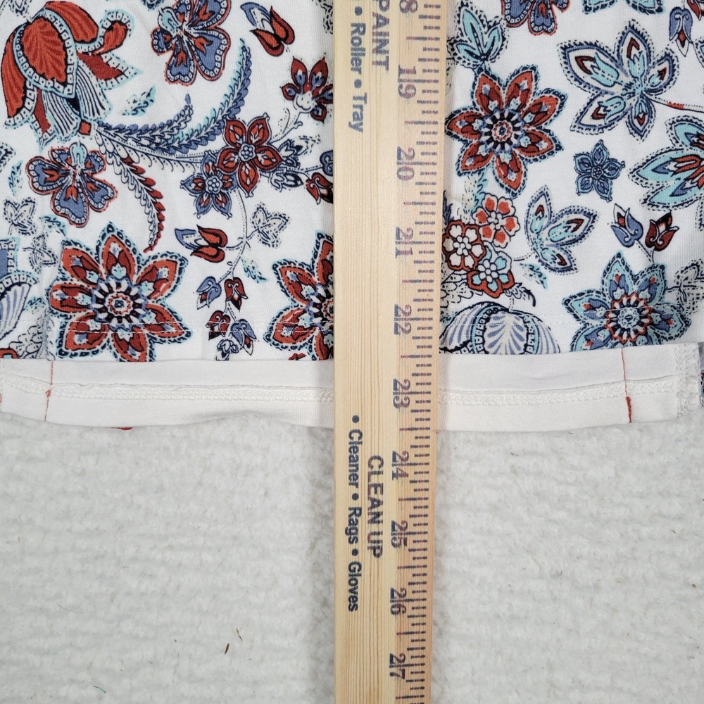 J. Jill Wearever Tunic Top Women L Petite Blue Rust Floral Paisley Split Back - Picture 3 of 11